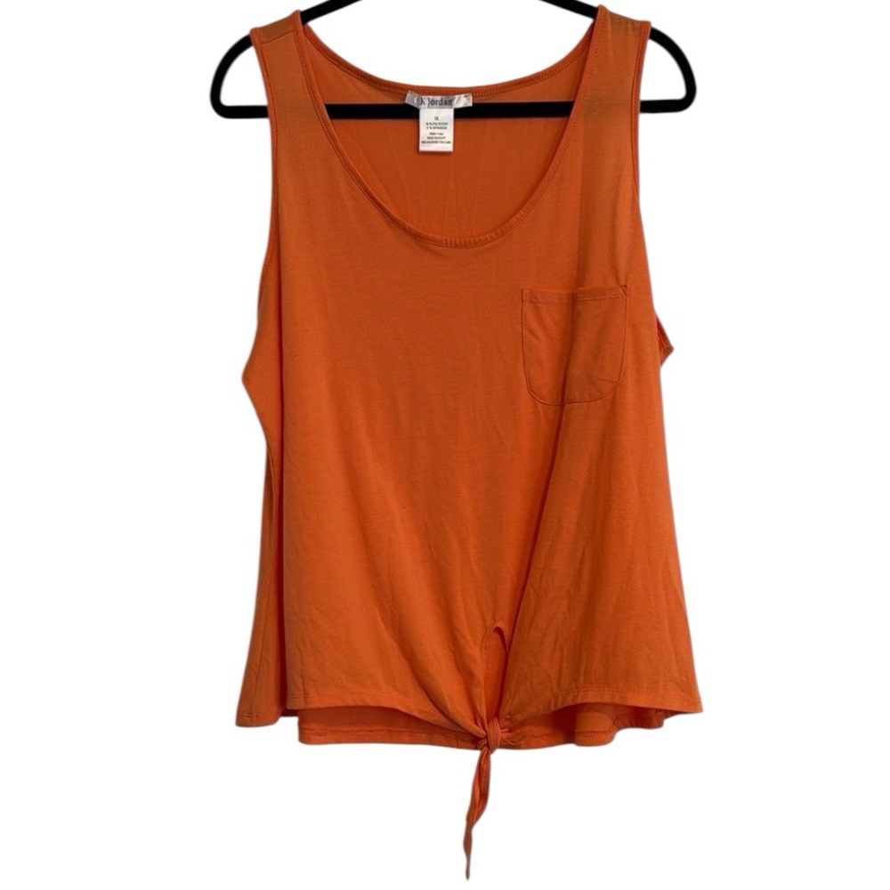 🌻 K. Jordan Orange Knot Front Tank Top
